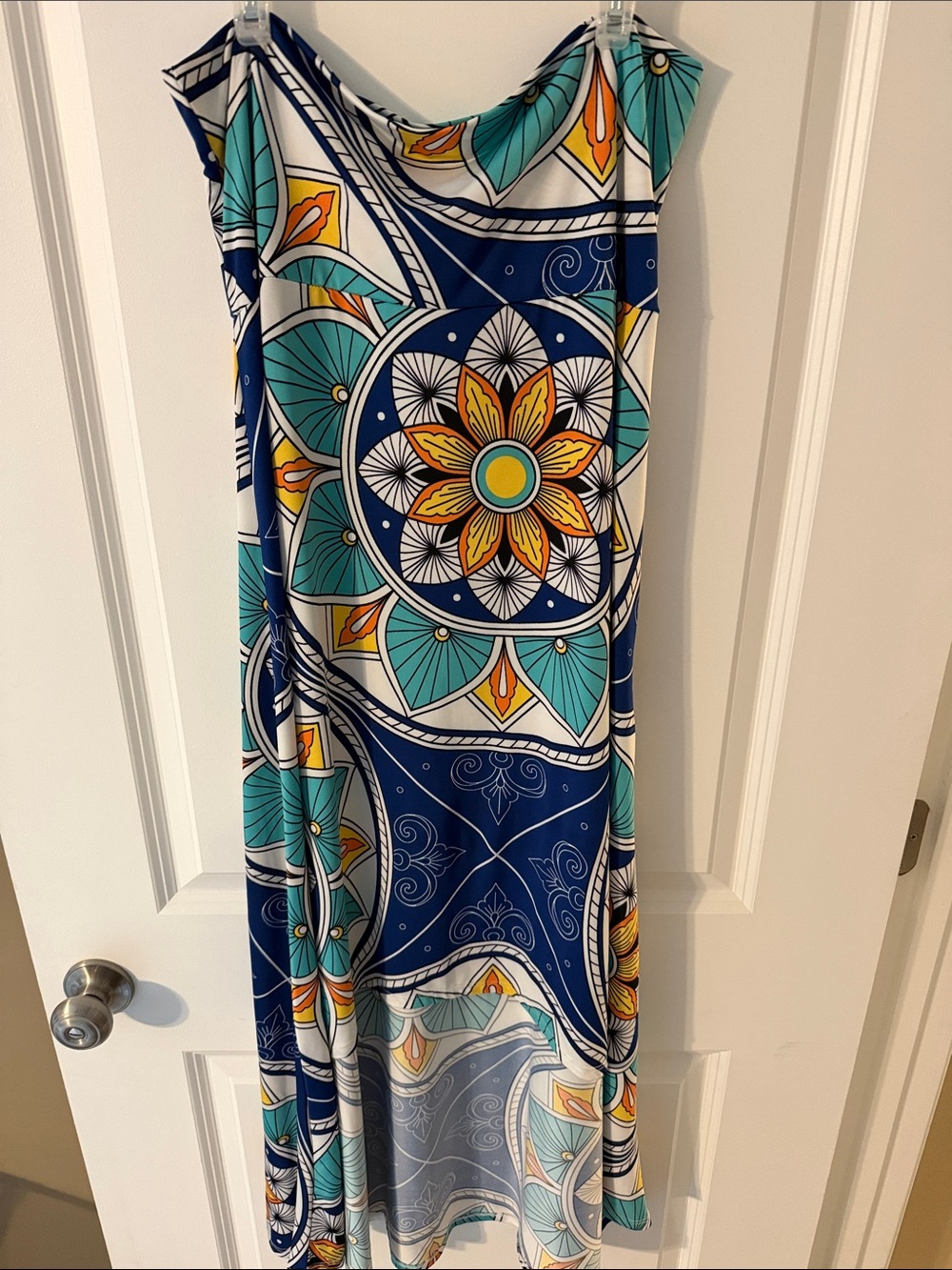 LuLaRoe Blue Teal and Yellow Mandala dress